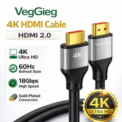 GENERICO - Cable Hdmi 4k 60Hz 2K 120Hz 1080p 240Hz Veggieg Uhd V2.0 5 Metros 18gbps Hdr Arc Dolby Truehd Dts-hd