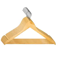 GENERICO - Set De 8 Colgadores De Madera Con Barra Antideslizante