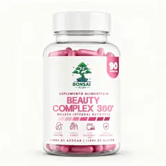 GENERICO - Beauty Complex 360 90 Cápsulas Bonsai Plus+ - Colágeno, Ácido Hialurónico, CoQ10, Biotina, Zinc y Vitamina C
