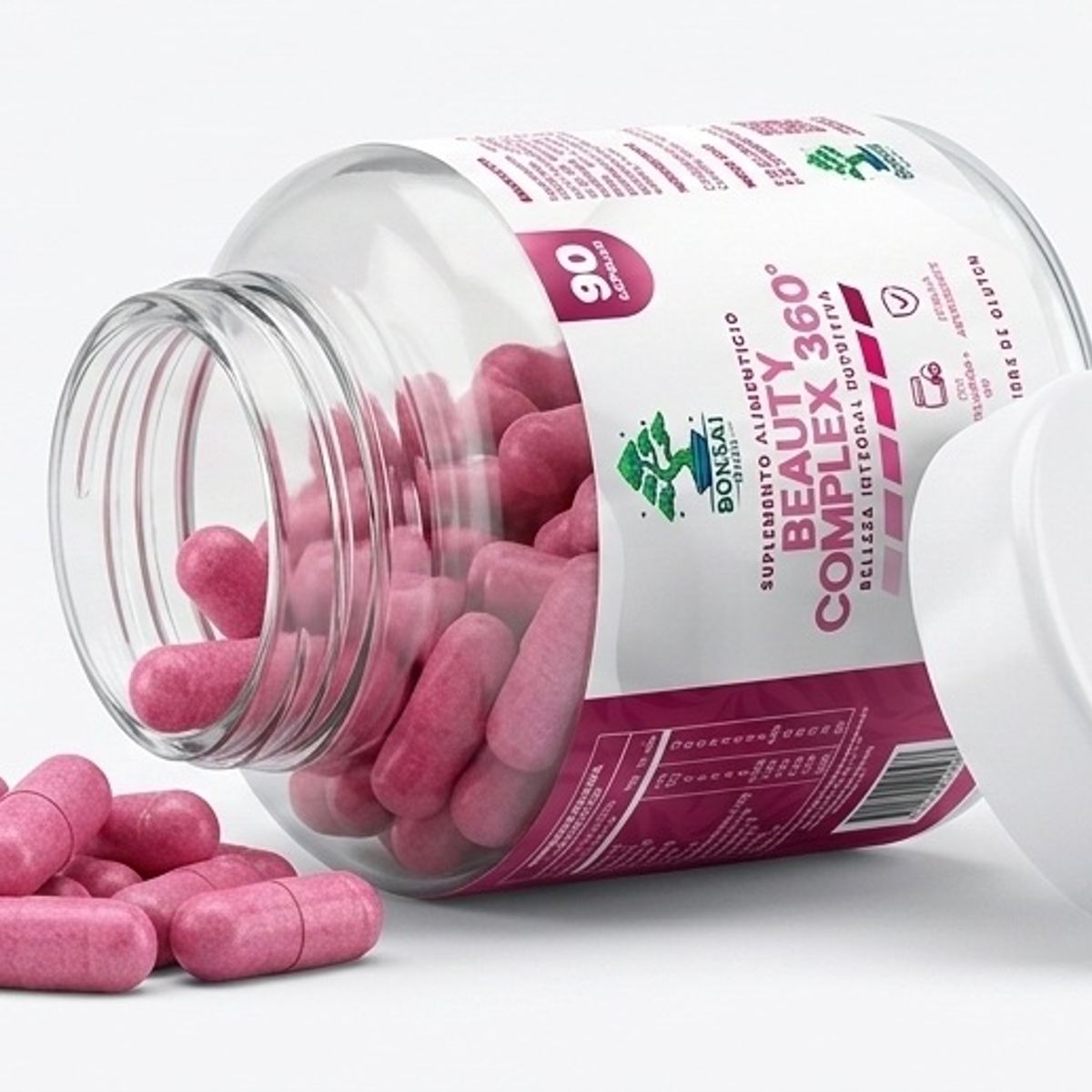 GENERICO - Beauty Complex 360 90 Cápsulas Bonsai Plus+ - Colágeno, Ácido Hialurónico, CoQ10, Biotina, Zinc y Vitamina C