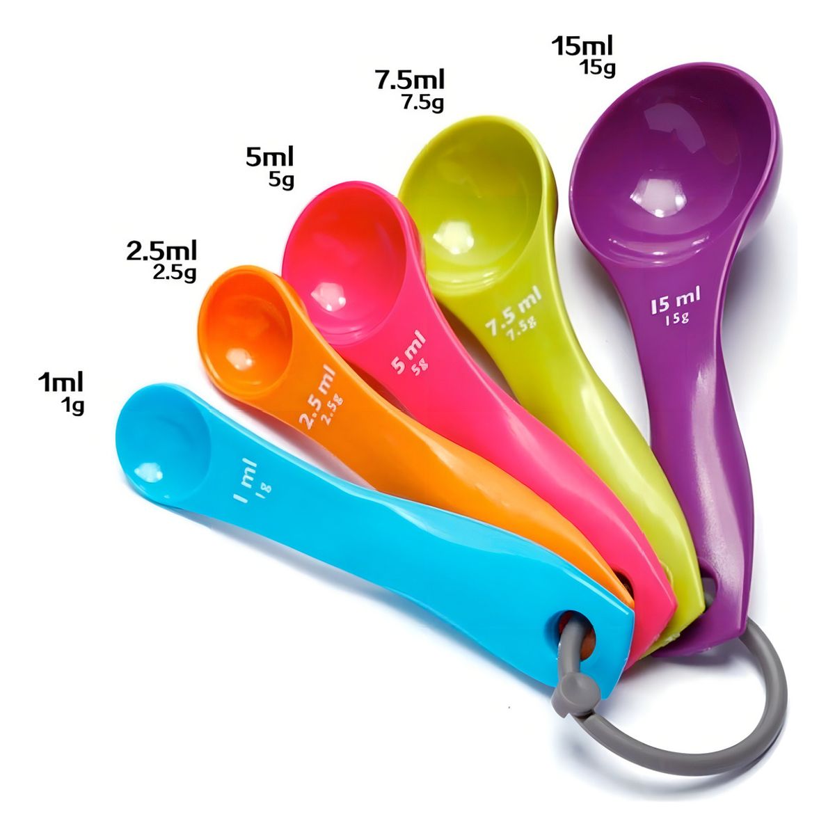 GENERICO - 5 Cucharas Medidoras Cocina Repostería Medida Tazas Color Variado