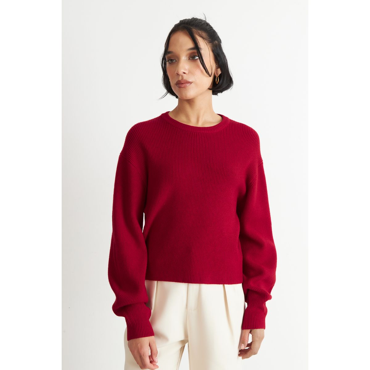 NICOPOLY - Sweater Jaspeado Cuello Redondo Rojo Nicopoly