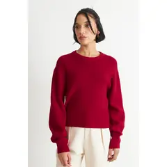 NICOPOLY - Sweater Jaspeado Cuello Redondo Rojo