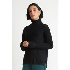 NICOPOLY - Sweater Cuello Alto Rombos Negro