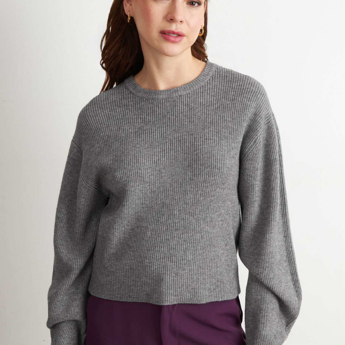 NICOPOLY - Sweater Jaspeado Cuello Redondo Gris Nicopoly