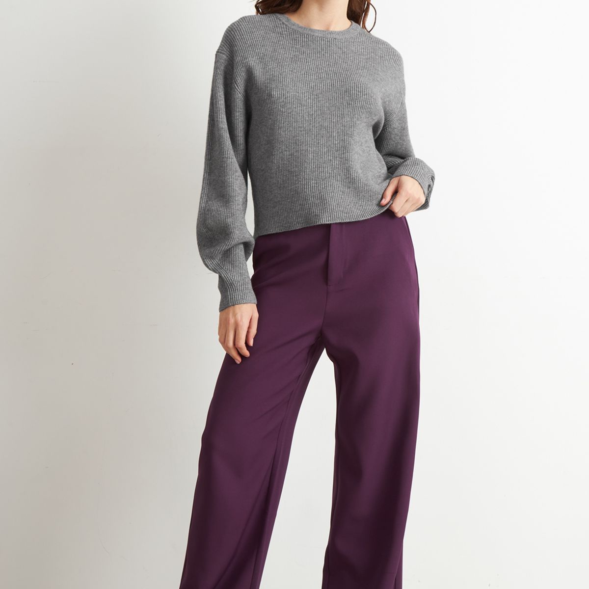 NICOPOLY - Sweater Jaspeado Cuello Redondo Gris Nicopoly