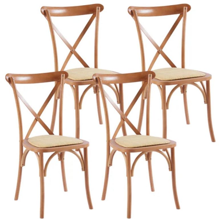 Pack 4 Silla Crossback Madera & Rattan - Natural Madera clara