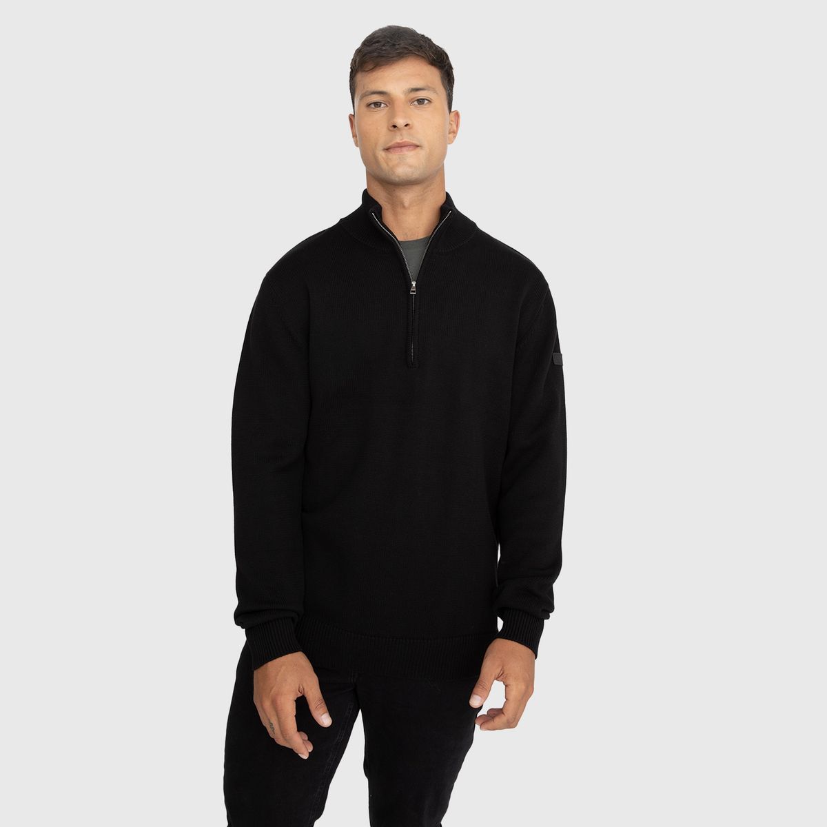BLACK - Chaleco Half Zipper Negro Black Bubba