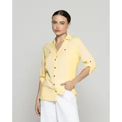 LINEATRE - Blusa Mujer Carolina Ligera Corte Ajustado Amarilla
