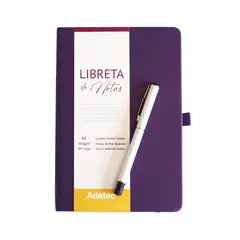 ADETEC - Caja Regalo Libreta Cosida A5 Burdeo CLapiz -