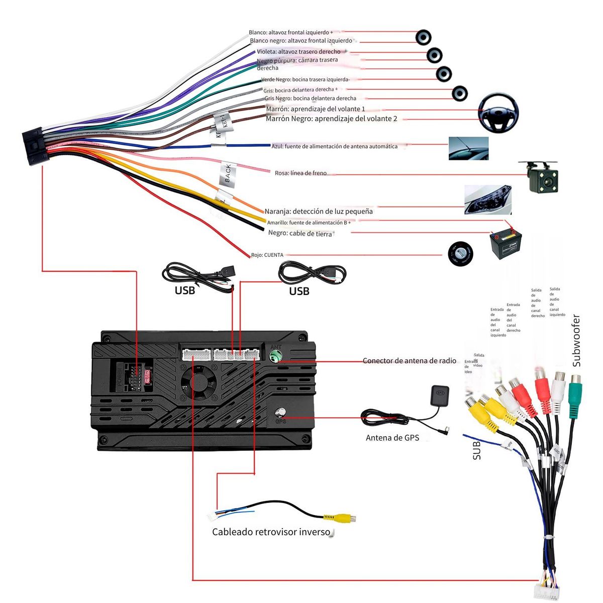 GENERICO - Radio Auto 2 Din 7 4+64g Wifi Gps Android 13.0 + Cámara