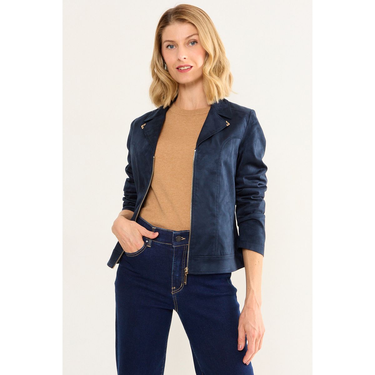 MA GRIFFE - Chaqueta Suede Mujer Azul Magriffe