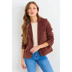 IO - Blazer Liso Mujer Café