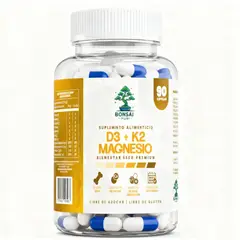 GENERICO - Vitamina D3 + K2 + Magnesio 90 Cápsulas Bonsai Plus+ Soporte Óseo, Muscular e Inmunológico