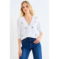 ASH - Cardigan Con Aplicaciones Metalicas Mujer Crudo