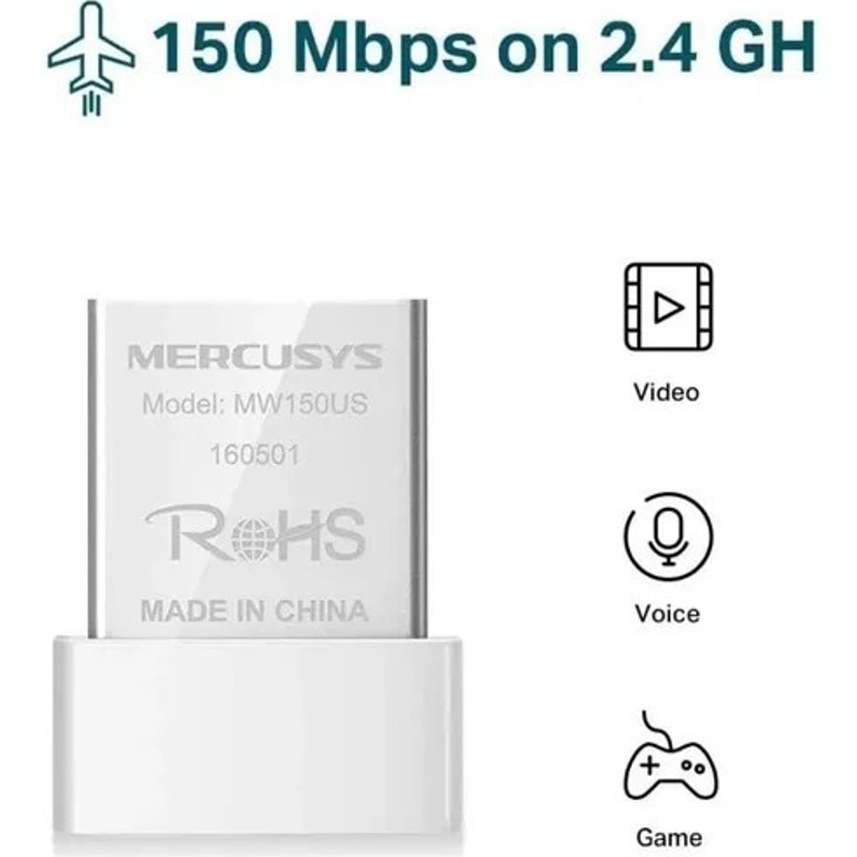 MERCUSYS - Adaptador Mercusys Wifi Usb N150 Mw150us Nano La Plata