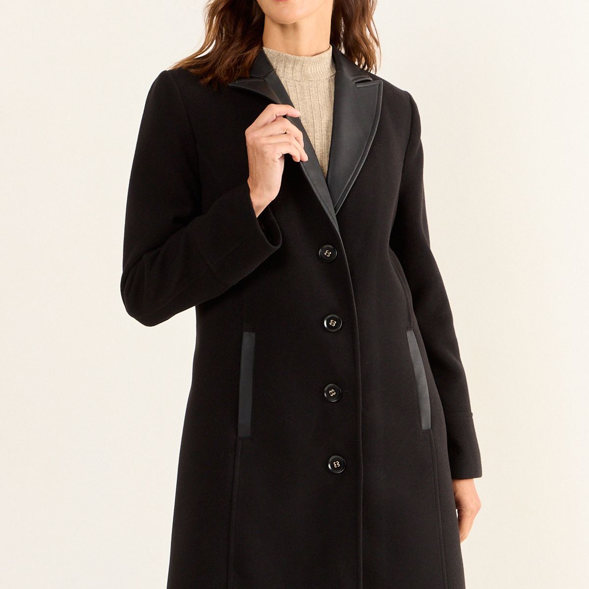 MA GRIFFE - Chaqueton Cuello De Ecocuero Mujer Negro Magriffe