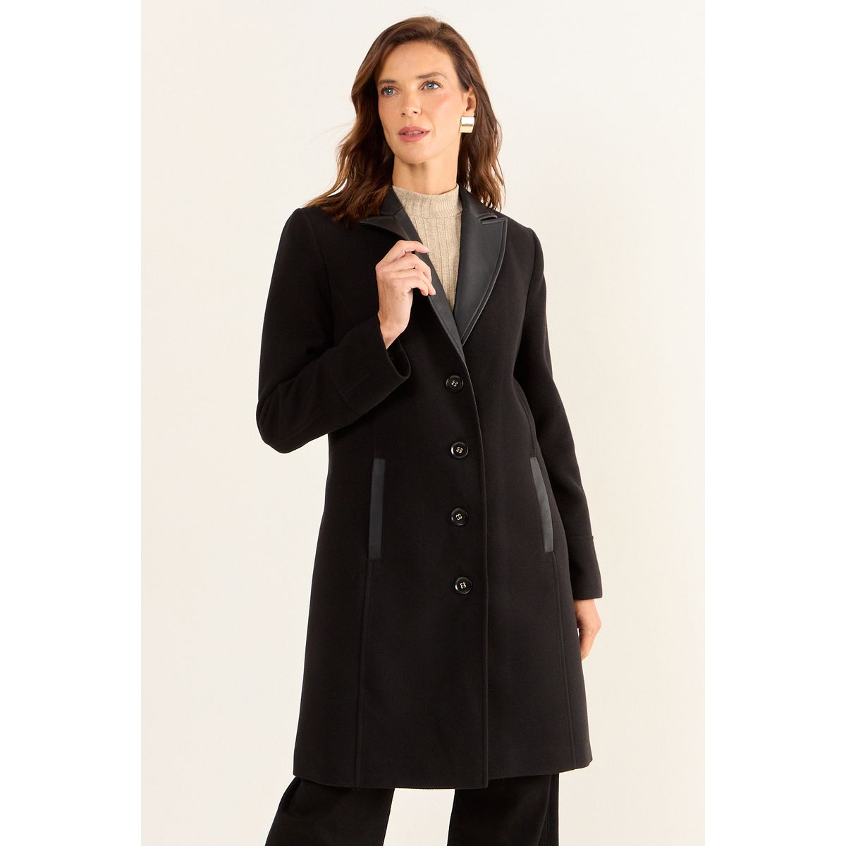 MA GRIFFE - Chaqueton Cuello De Ecocuero Mujer Negro Magriffe
