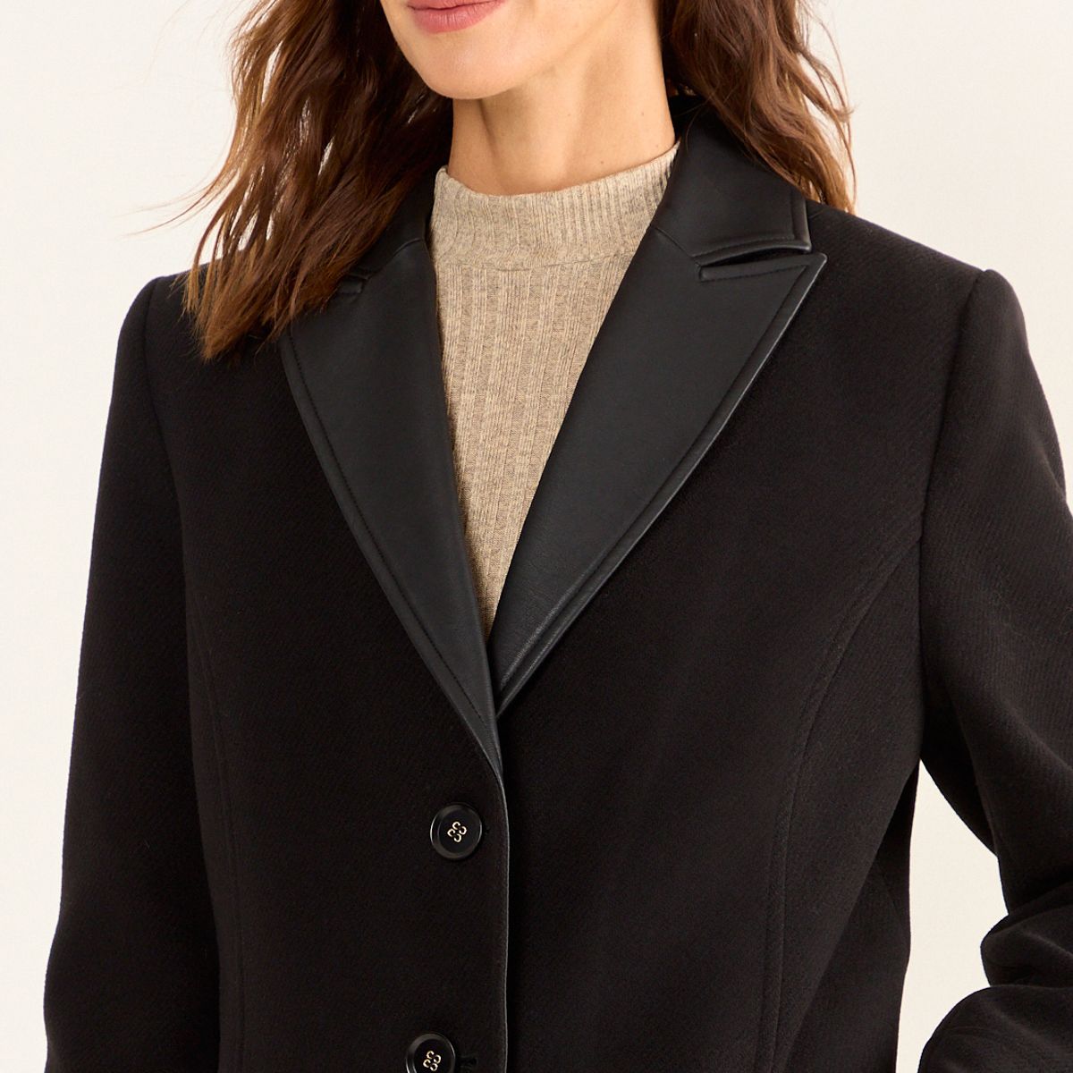 MA GRIFFE - Chaqueton Cuello De Ecocuero Mujer Negro Magriffe