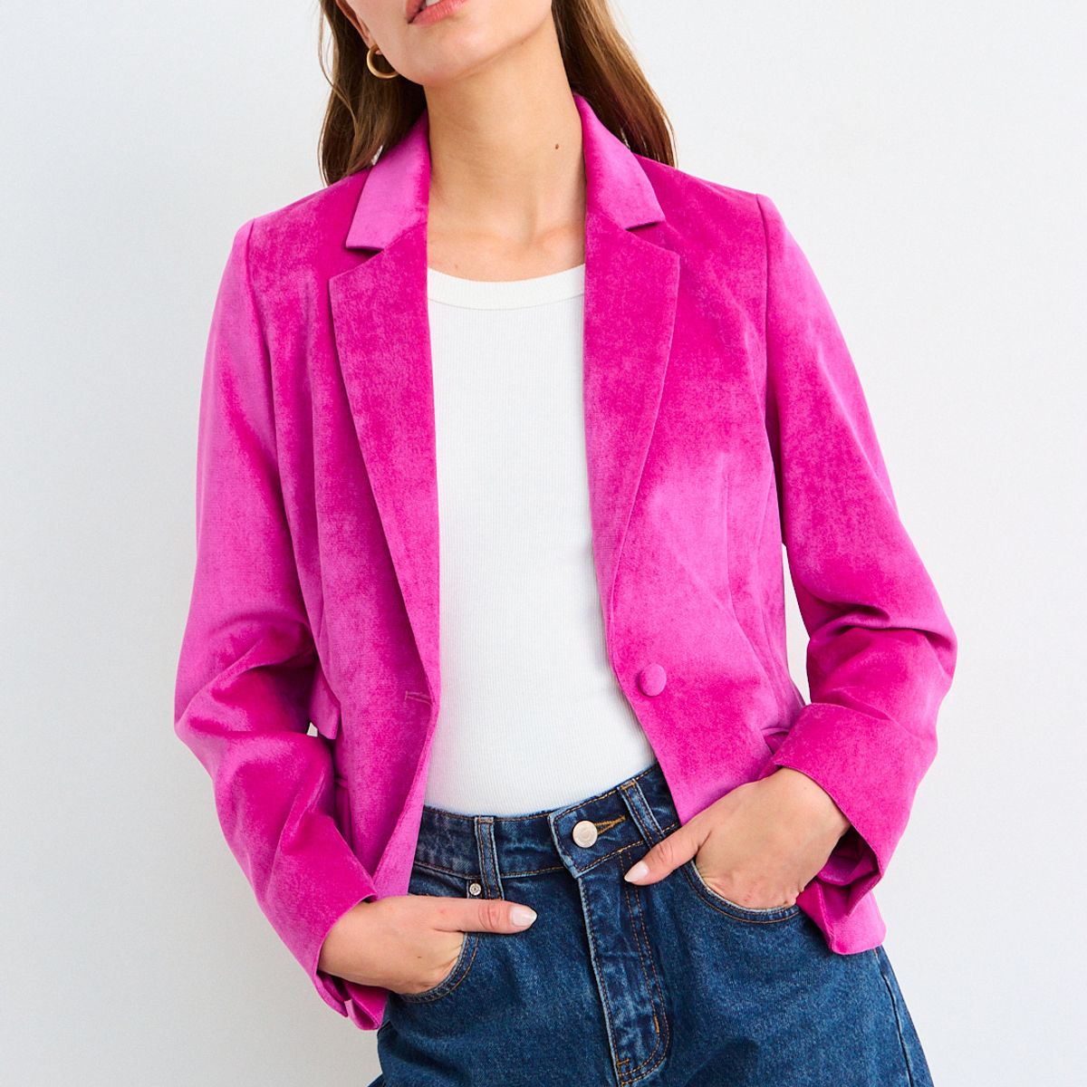 IO - Blazer Liso Mujer Fucsia Io