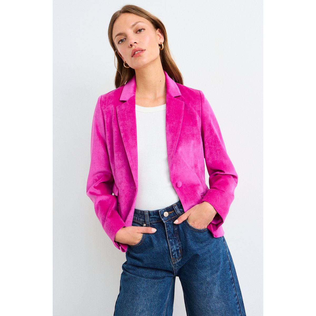 IO - Blazer Liso Mujer Fucsia Io
