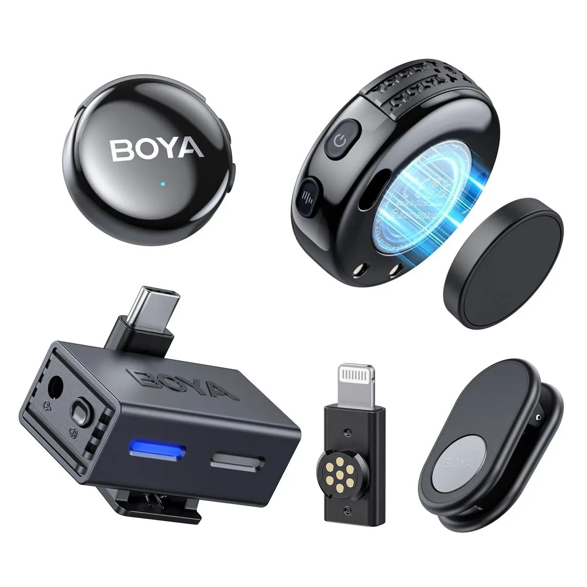 BOYA - Boya BY-BOYALINK 3-03 Micrófono Doble con IA USB-C y Lightning
