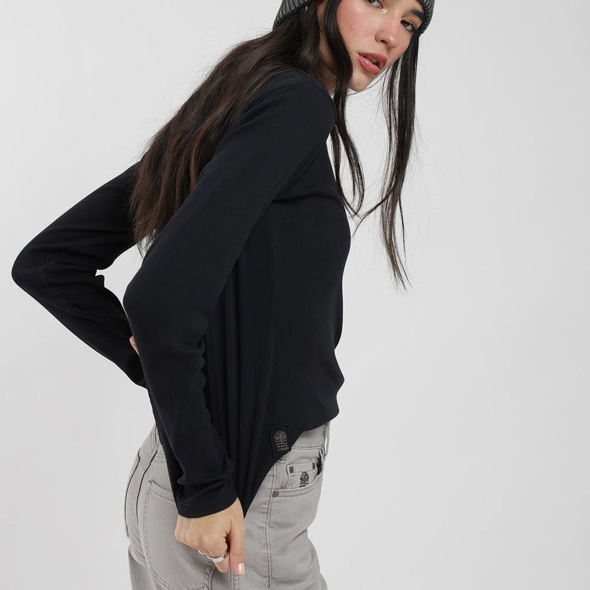 KAYA UNITE - Polera Manga Larga Half Snap Rib Mujer