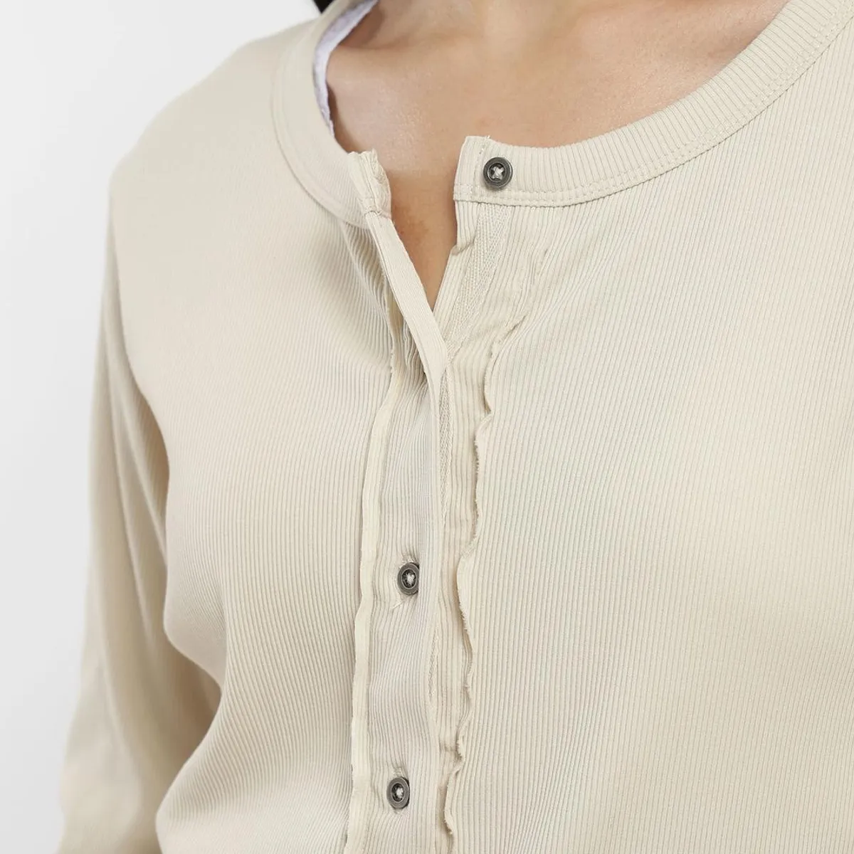 KAYA UNITE - Polera Manga Larga Half Snap Rib Mujer