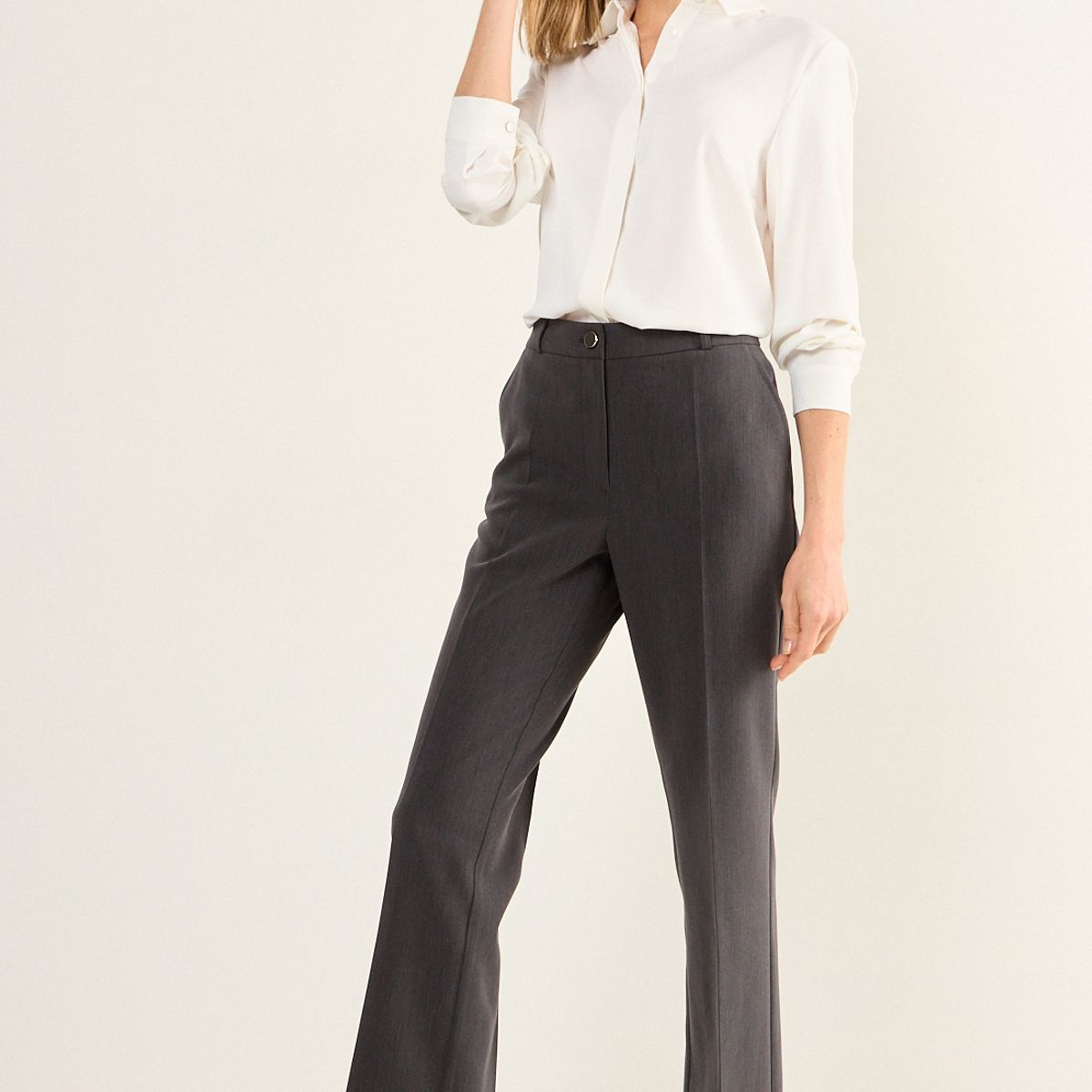MA GRIFFE - Pantalon Liso Mujer Gris Magriffe