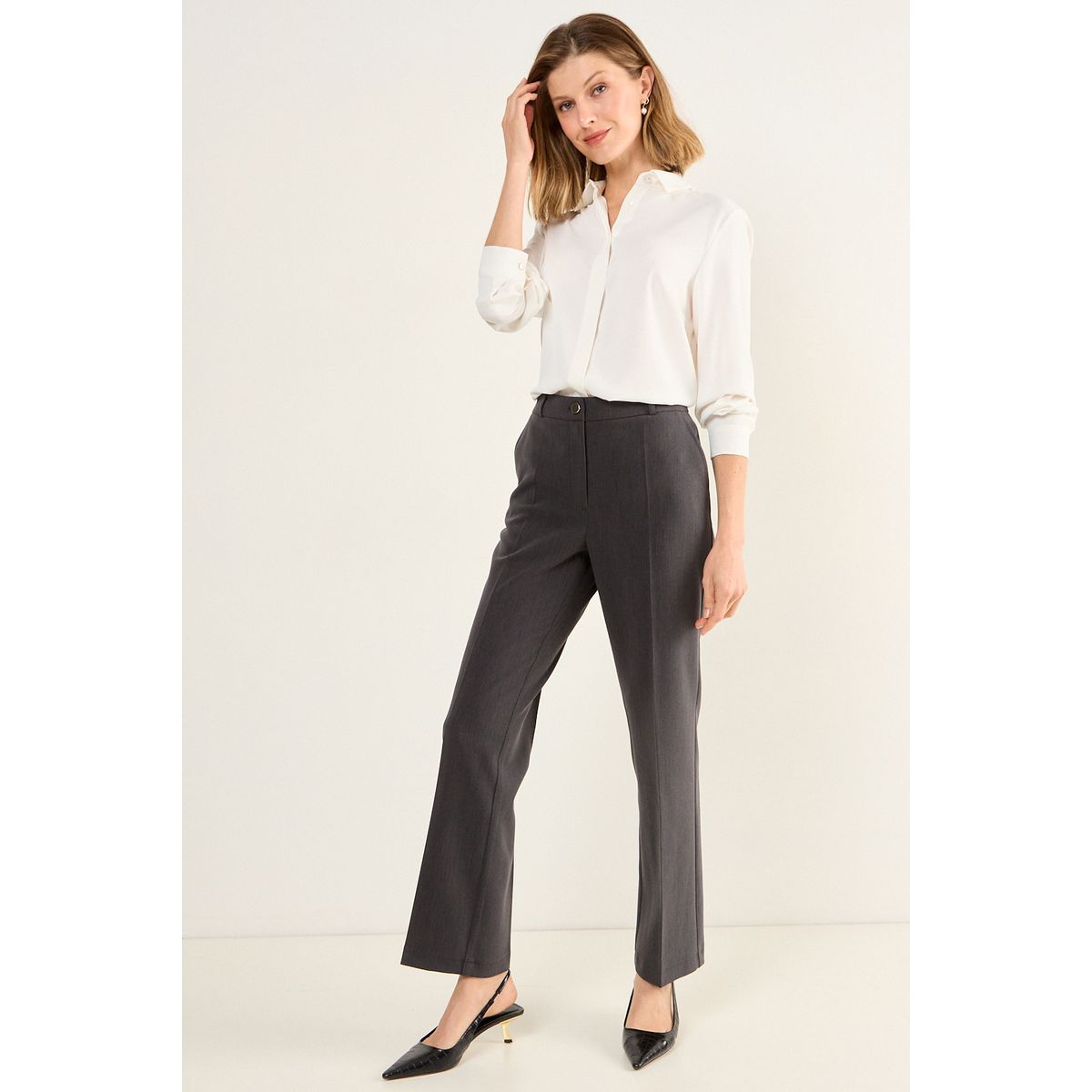 MA GRIFFE - Pantalon Liso Mujer Gris Magriffe