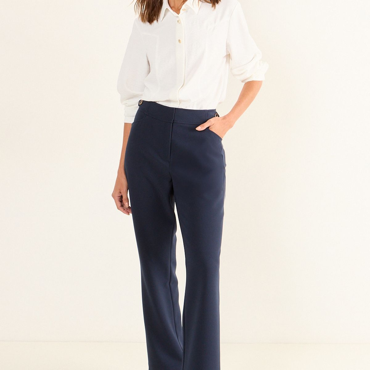 MA GRIFFE - Pantalon Formal Recto Mujer Azul Magriffe