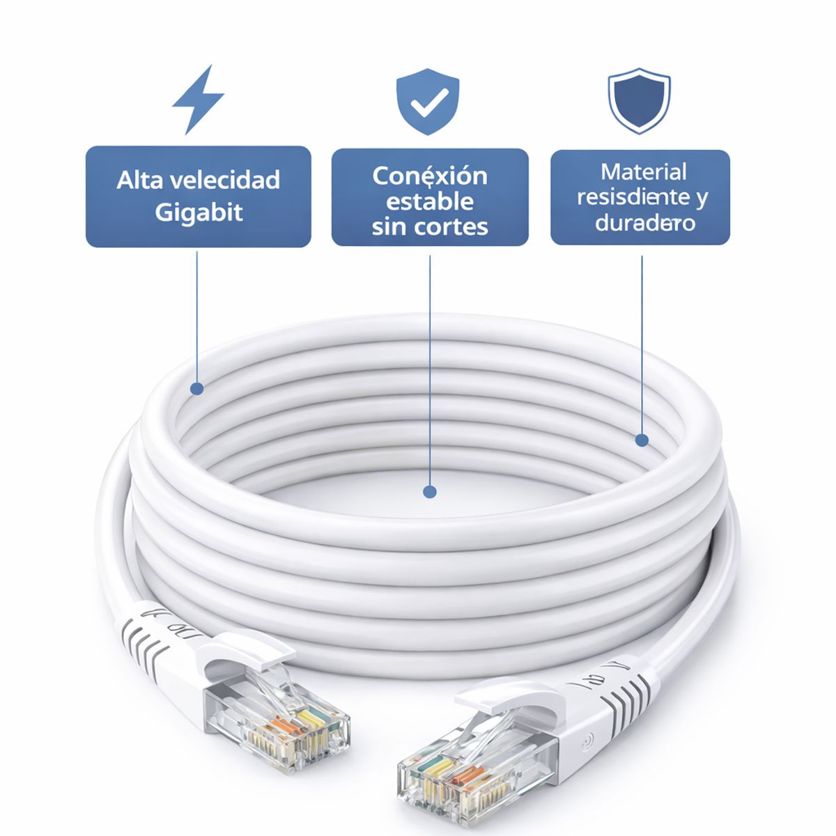 GENERICO - Cable Red Cat6 5 Metros Ethernet Alta Velocidad Gaming Camara seguridad 250 MHz 1000Mbps