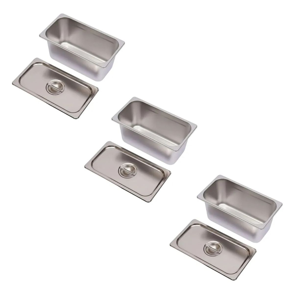 GENERICO - Set 3 Depositos Gastronomico AceroInoxidable 30x15x10cm