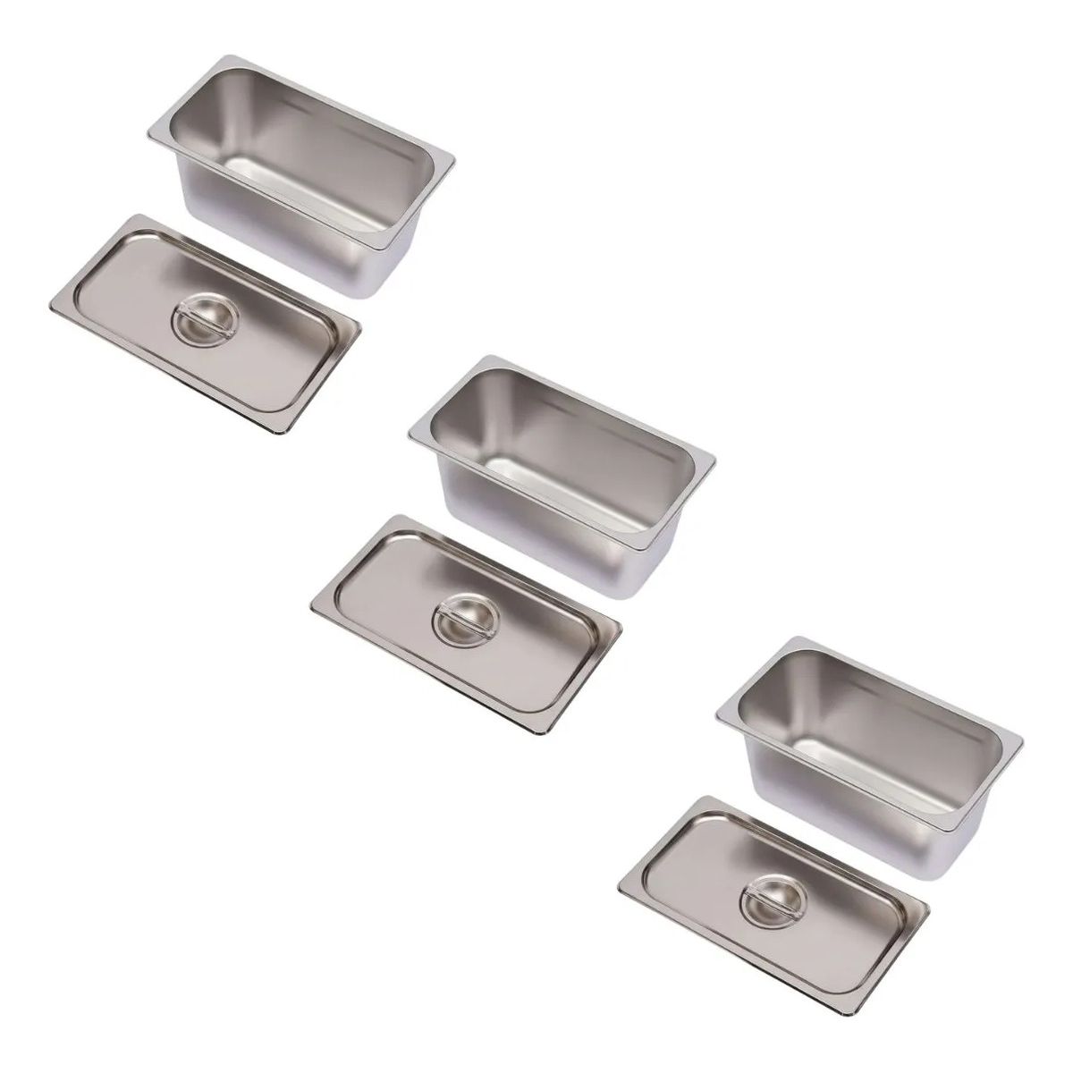 GENERICO - Set 3 Depositos Gastronomico AceroInoxidable 30x15x10cm
