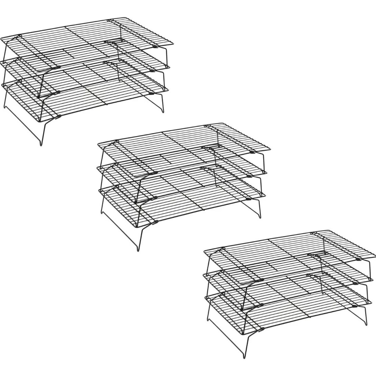 GENERICO - Set 3 Rejillas Reposteria Triple Metalica Para Horno Galleta