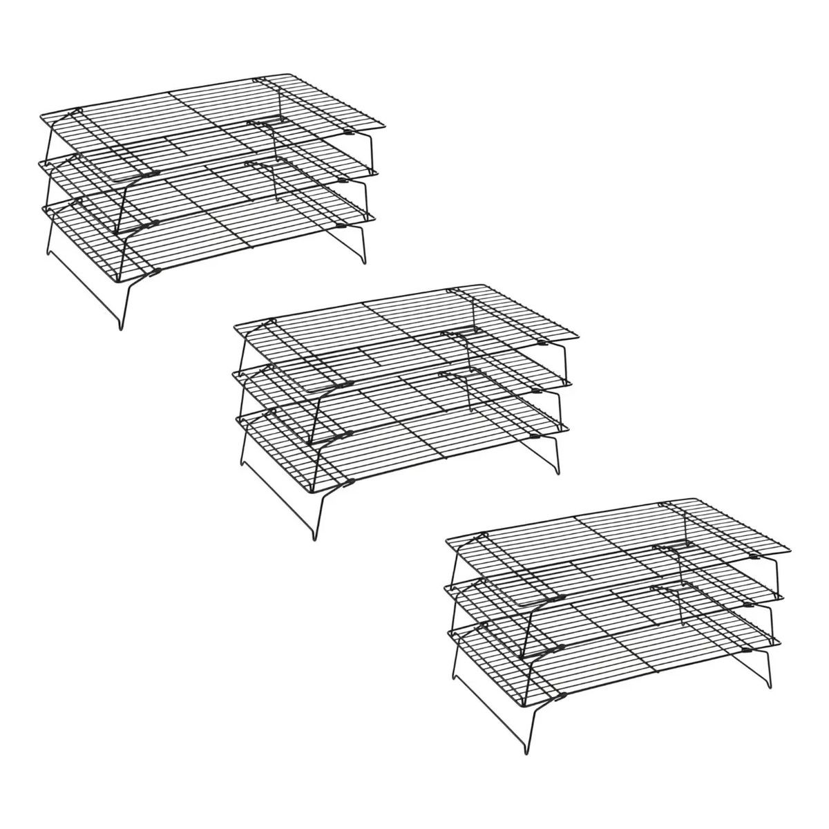 GENERICO - Set 3 Rejillas Reposteria Triple Metalica Para Horno Galleta