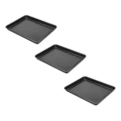 GENERICO - Set 3 Bandeja Horno Acero Inoxidable Antiadherente 42x28cm
