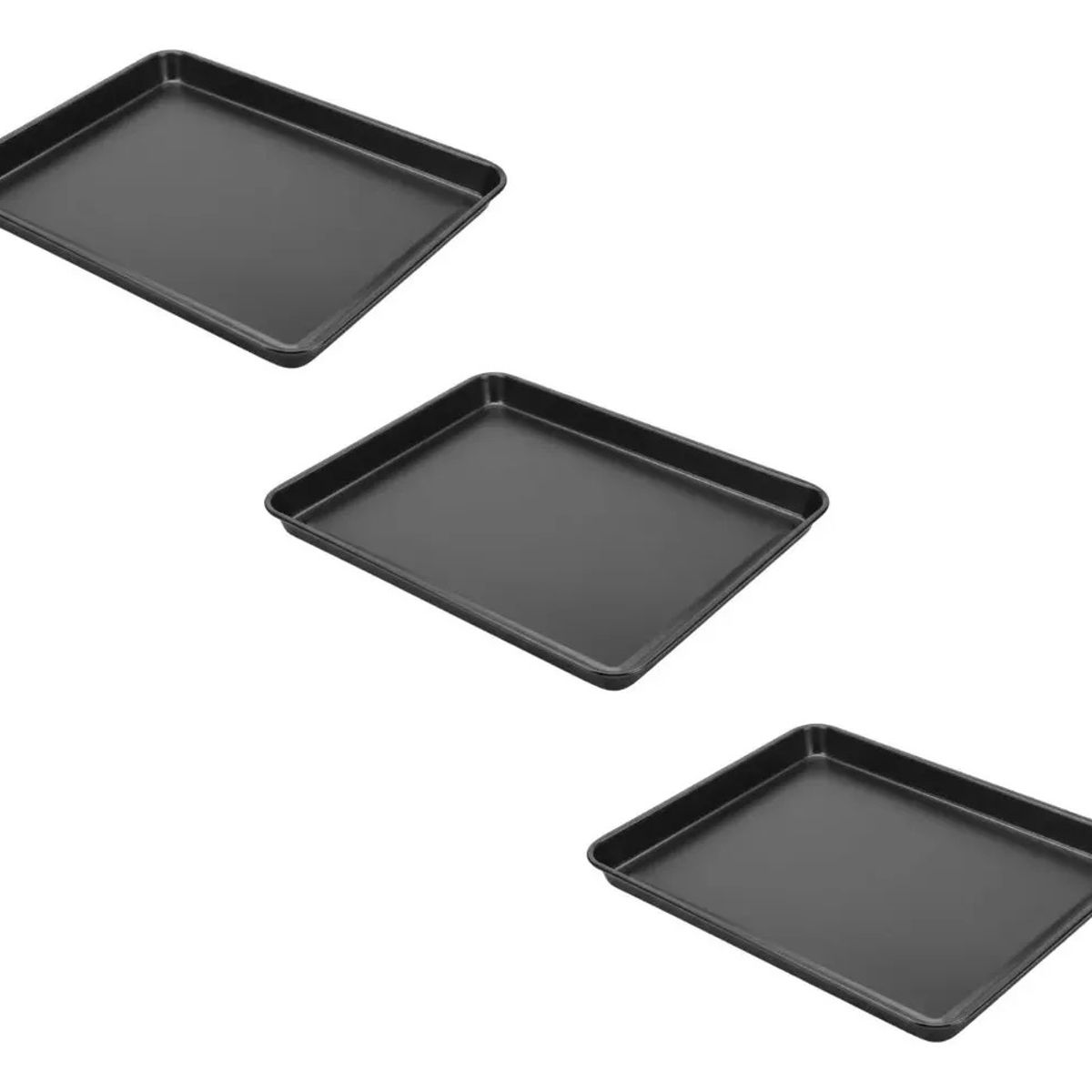 GENERICO - Set 3 Bandeja Horno Acero Inoxidable Antiadherente 37x25cm