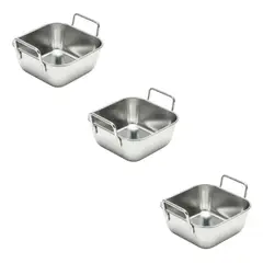 GENERICO - Set 3 Mini Bandeja Acero Inoxidable Para Picoteo 10x5xcm