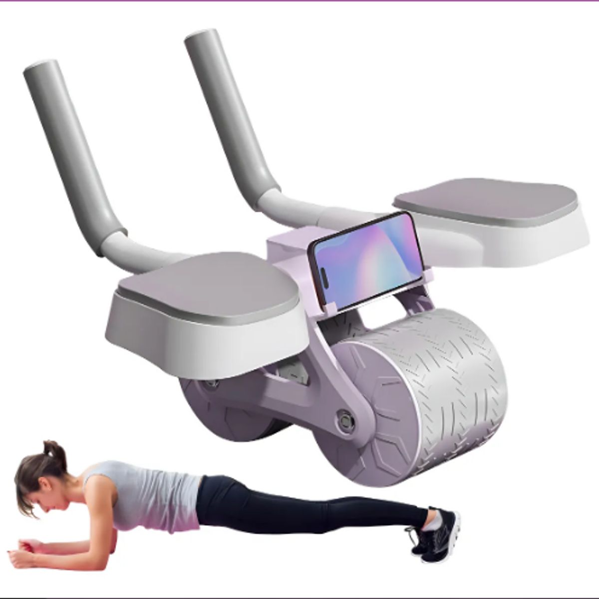GENERICO - Rueda Abdominal De Rebote Automático Con Soporte Para Codos Color Morado