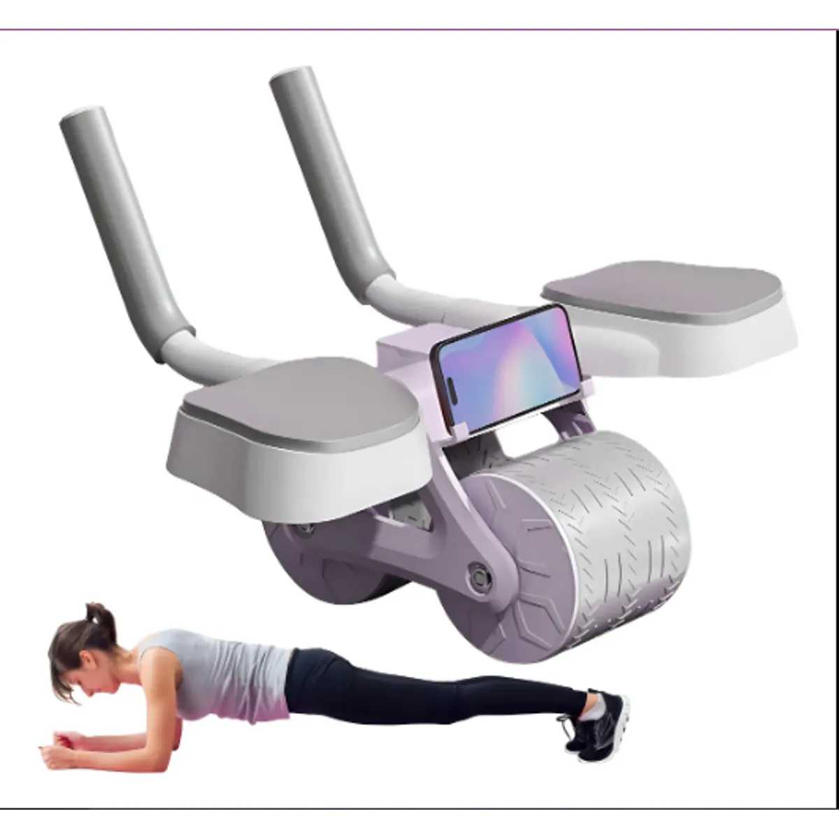 GENERICO - Rueda Abdominal De Rebote Automático Con Soporte Para Codos Color Morado