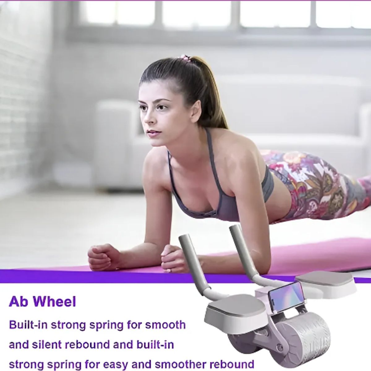 GENERICO - Rueda Abdominal De Rebote Automático Con Soporte Para Codos Color Morado