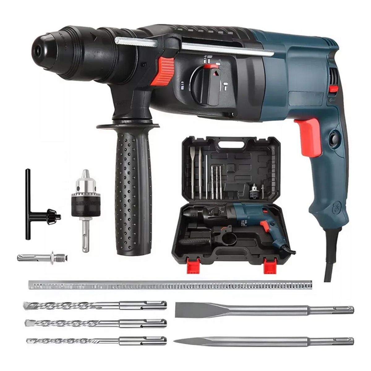 GENERICO - kit Rotomartillo Taladro Percutor Profesional + Maletín Azul 50hz