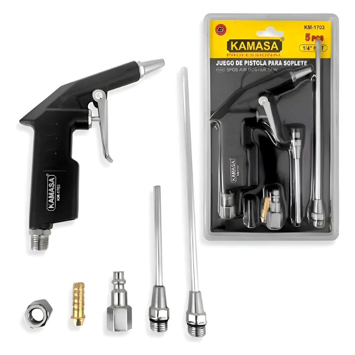 KAMASA - Pistola Para Soplete De Compresor Alta Presión 5pcs Kamasa