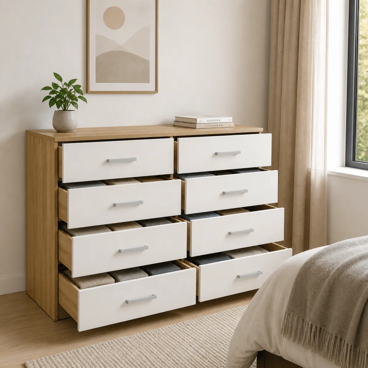 EXIT - Cómoda 8 Cajones 117x41x76 cm Beige - Exit