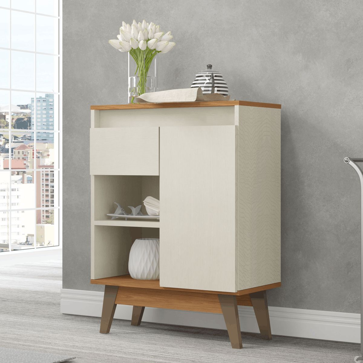 EXIT - Aparador Buffet 1 puerta 1 cajón Beige Roble - Marsala