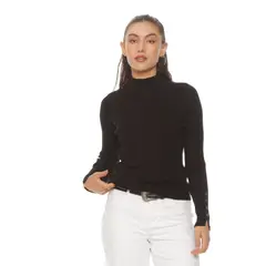 WADOS - SWEATER MANGA LARGA CON CUELLO ALTO Y BOTONES EN PU?O