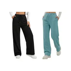 LOOK SHOP - Pack 2 Pantalón Recto Jogger Buzo Mujer Algodón Forro Polar 138