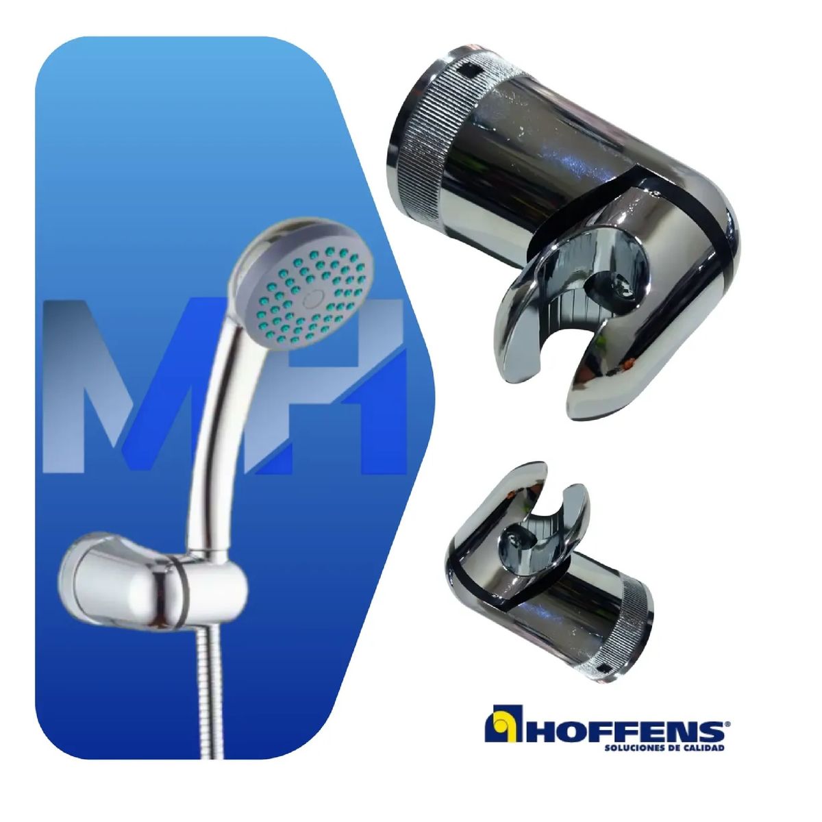 HOFFENS - Soporte Para Ducha Teléfono Abs Cromado Orientable + Anclaje