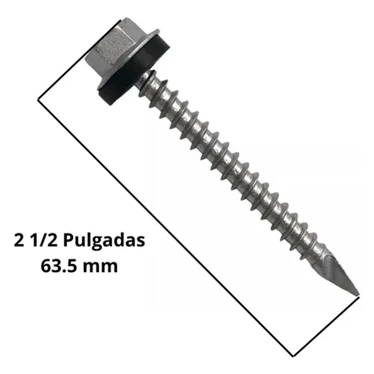 GENERICO - TORNILLO AUTOPERFORANTE HEXAGONAL 10x2 1/2 CON GOLILLA EPDM 100 UNIDADES